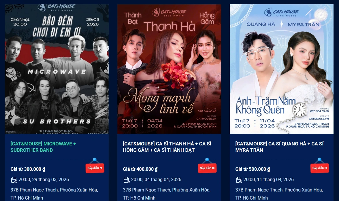 Lịch diễn phòng trà CAT&MOUSE